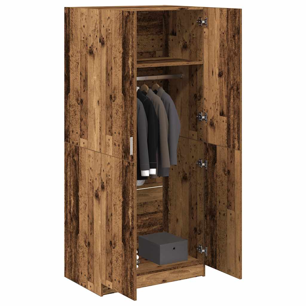 vidaXL Wardrobe Old Wood 80x52x180 cm Engineered Wood