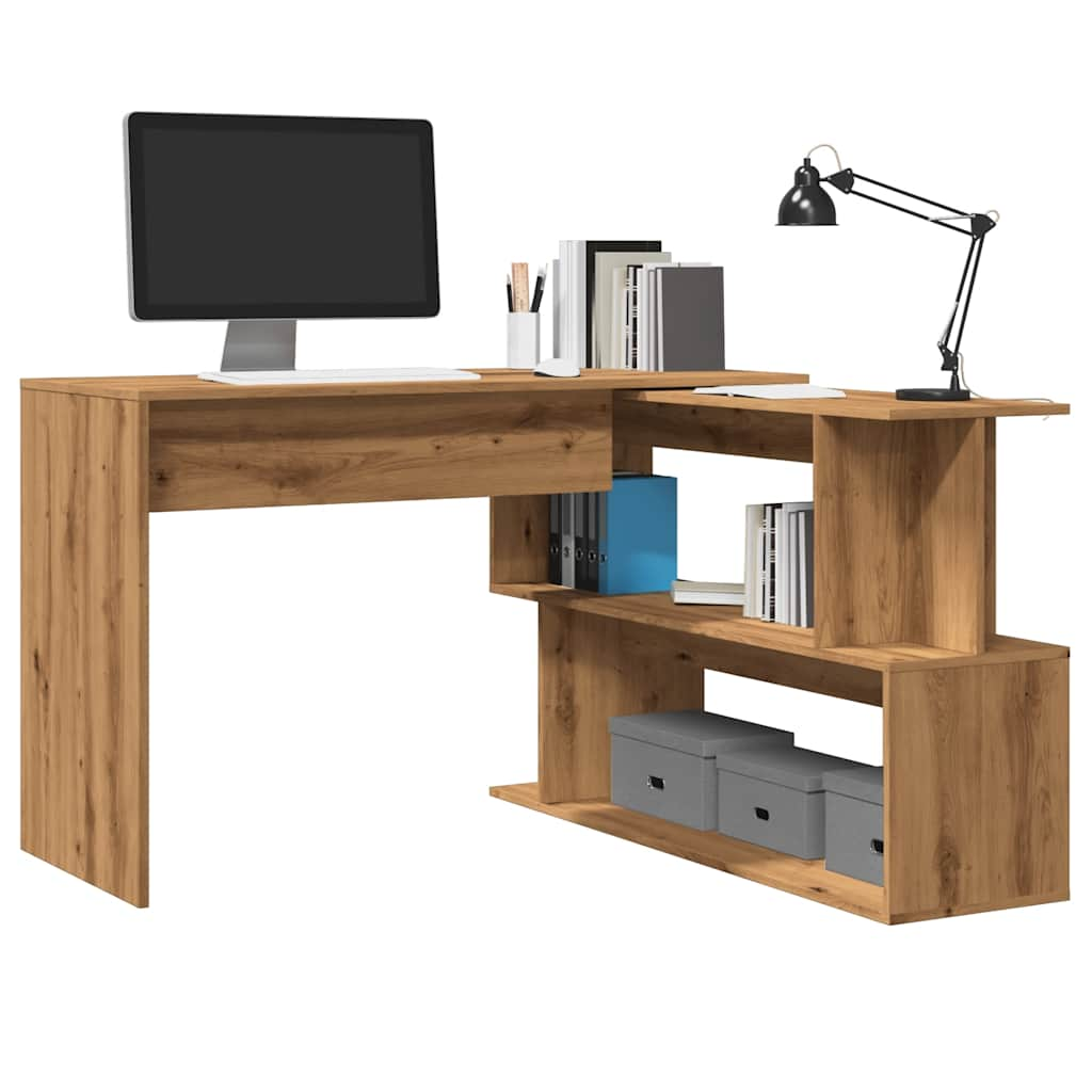 vidaXL Corner Desk Artisan Oak 200.5x50x76 cm Engineered Wood