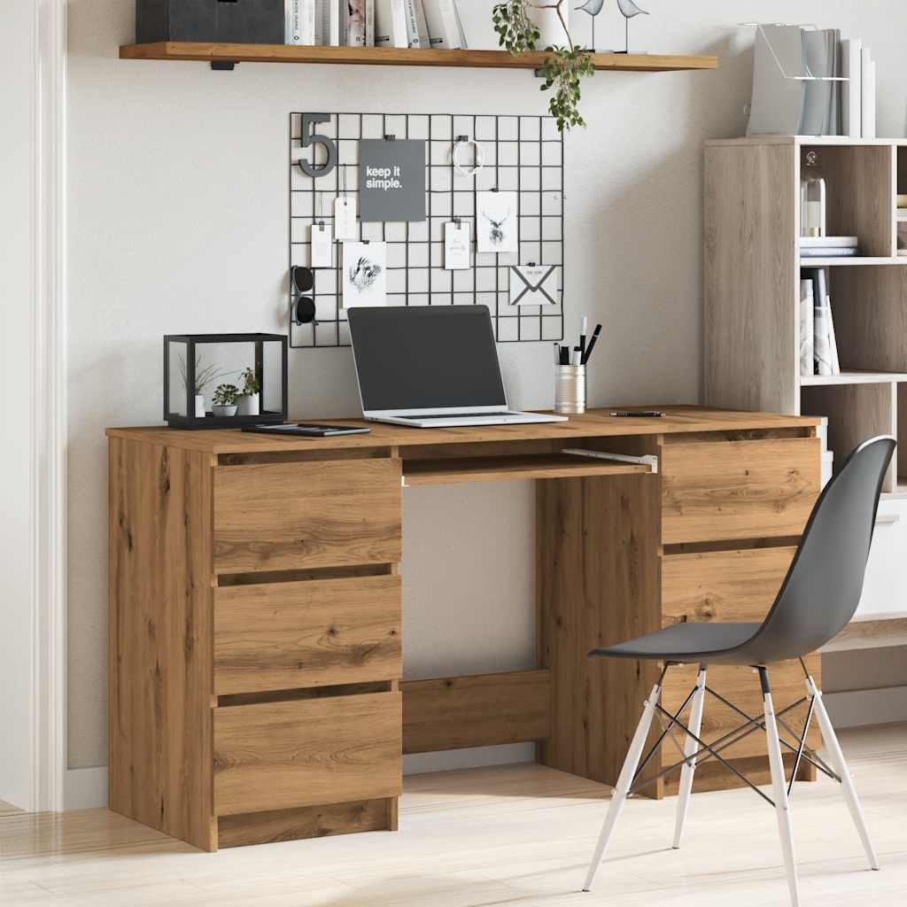 vidaXL Writing Desk Artisan Oak 140x50x77 cm Engineered Wood