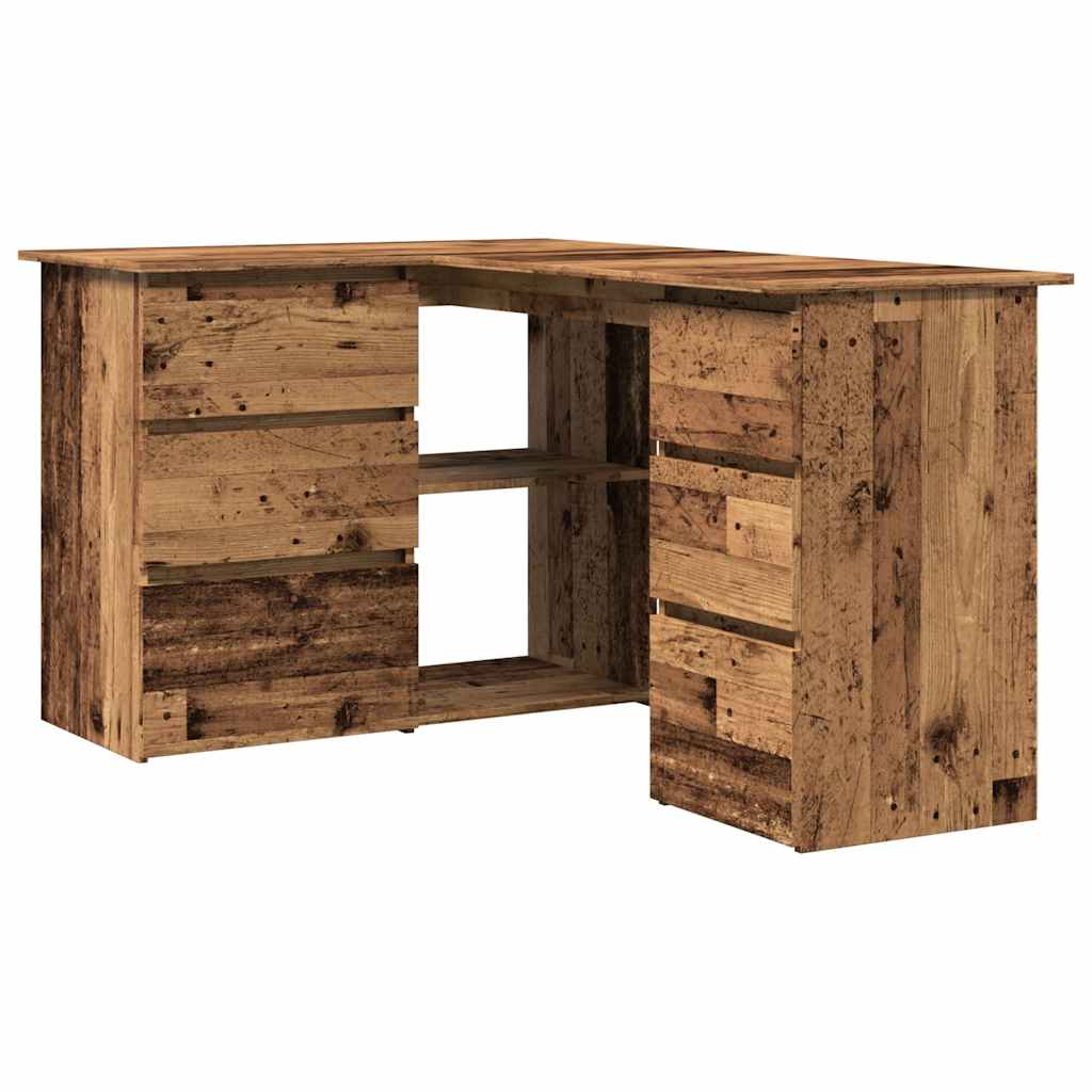 vidaXL Corner Desk Old Wood 145x100x76 cm Engineered Wood