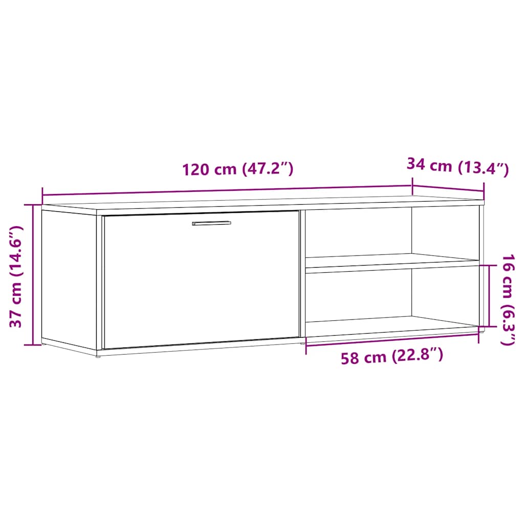 TV Cabinet Old Wood 120x34x37 cm Engineered Wood
