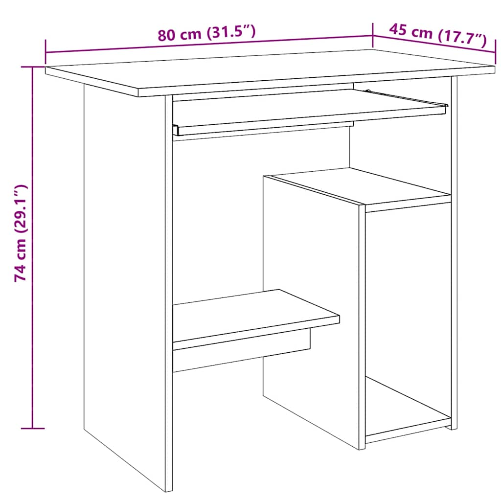 vidaXL Desk Old Wood 80x45x74 cm Engineered Wood