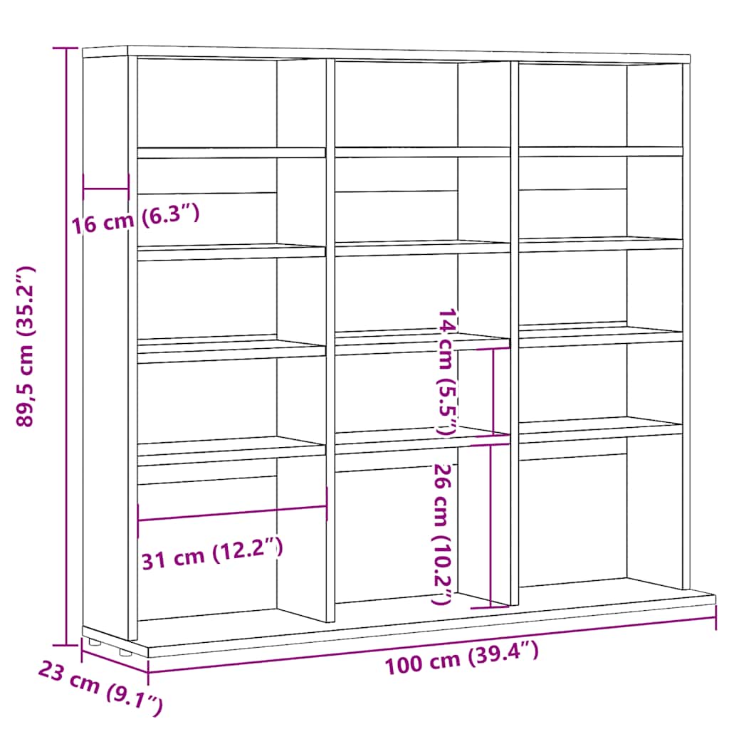 CD Cabinet Artisan Oak 100x23x89,5 cm Engineered Wood