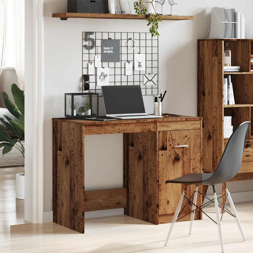 vidaXL Desk Old Wood 100x50x76 cm Engineered Wood