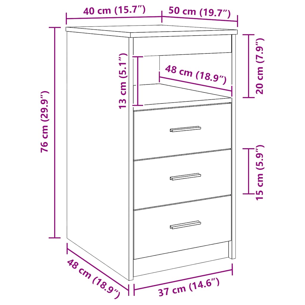 Drawer Cabinet Artisan Oak 40x50x76 cm Engineered Wood