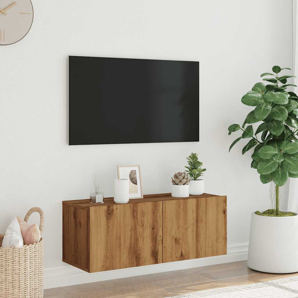 vidaXL Wall Mounted TV Cabinet Artisan Oak 80x30x30 cm Engineered Wood