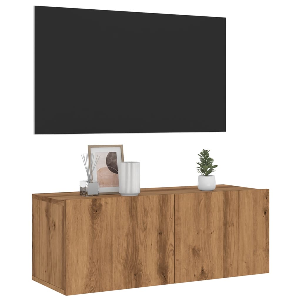 vidaXL Wall Mounted TV Cabinet Artisan Oak 80x30x30 cm Engineered Wood