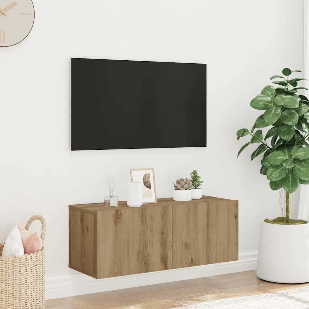 Wall Mounted TV Cabinet Artisan Oak 80x30x30 cm Engineered Wood