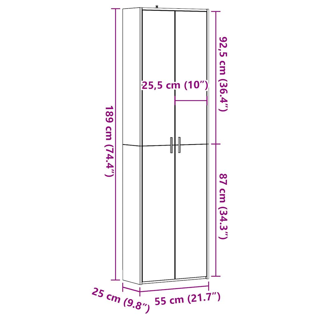 vidaXL Hallway Wardrobe Old Wood 55x25x189 cm Engineered Wood