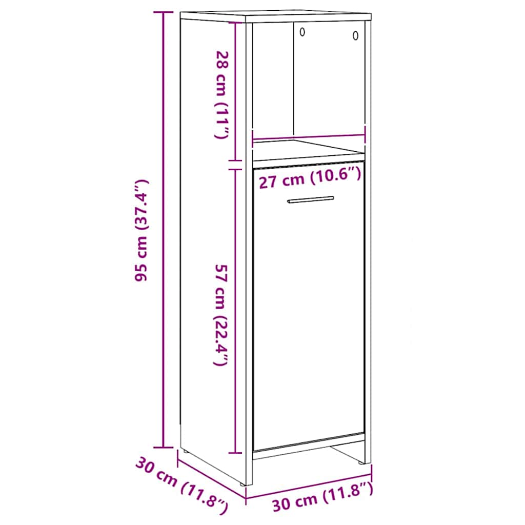 Bathroom Cabinet Artisan Oak 30x30x95 cm Engineered Wood