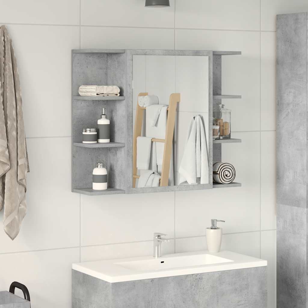Bathroom Mirror Cabinet Concrete Grey 80x20,5x64 cm Engineered Wood
