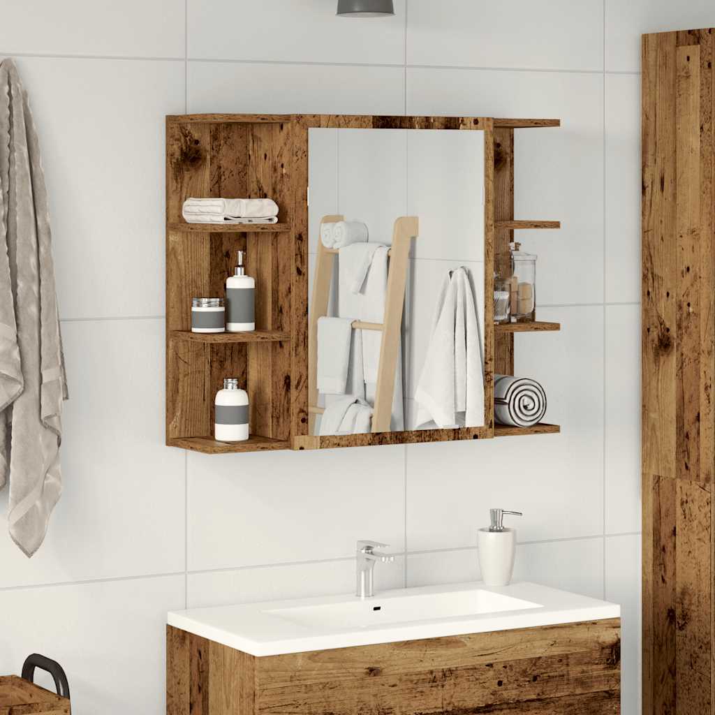 Bathroom Mirror Cabinet Old Wood 80x20,5x64 cm Engineered Wood