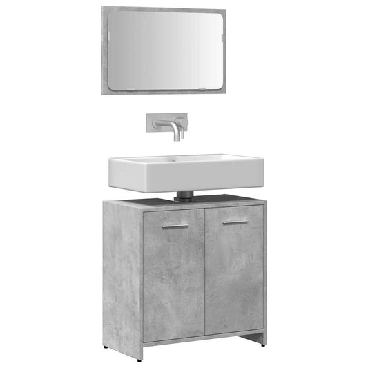 vidaXL Bathroom Cabinet with Mirror Concrete Grey Engineered Wood