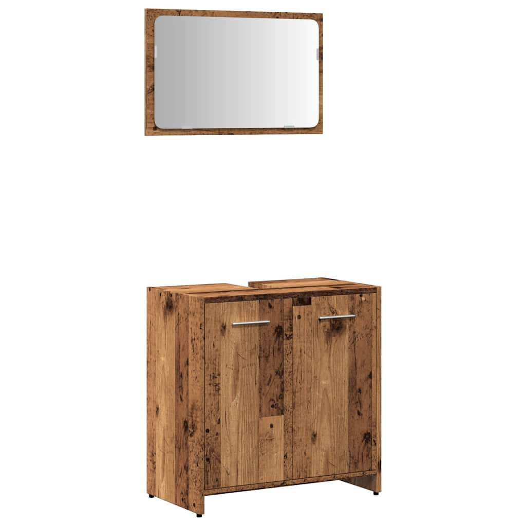 vidaXL Bathroom Cabinet with Mirror Old Wood Engineered Wood