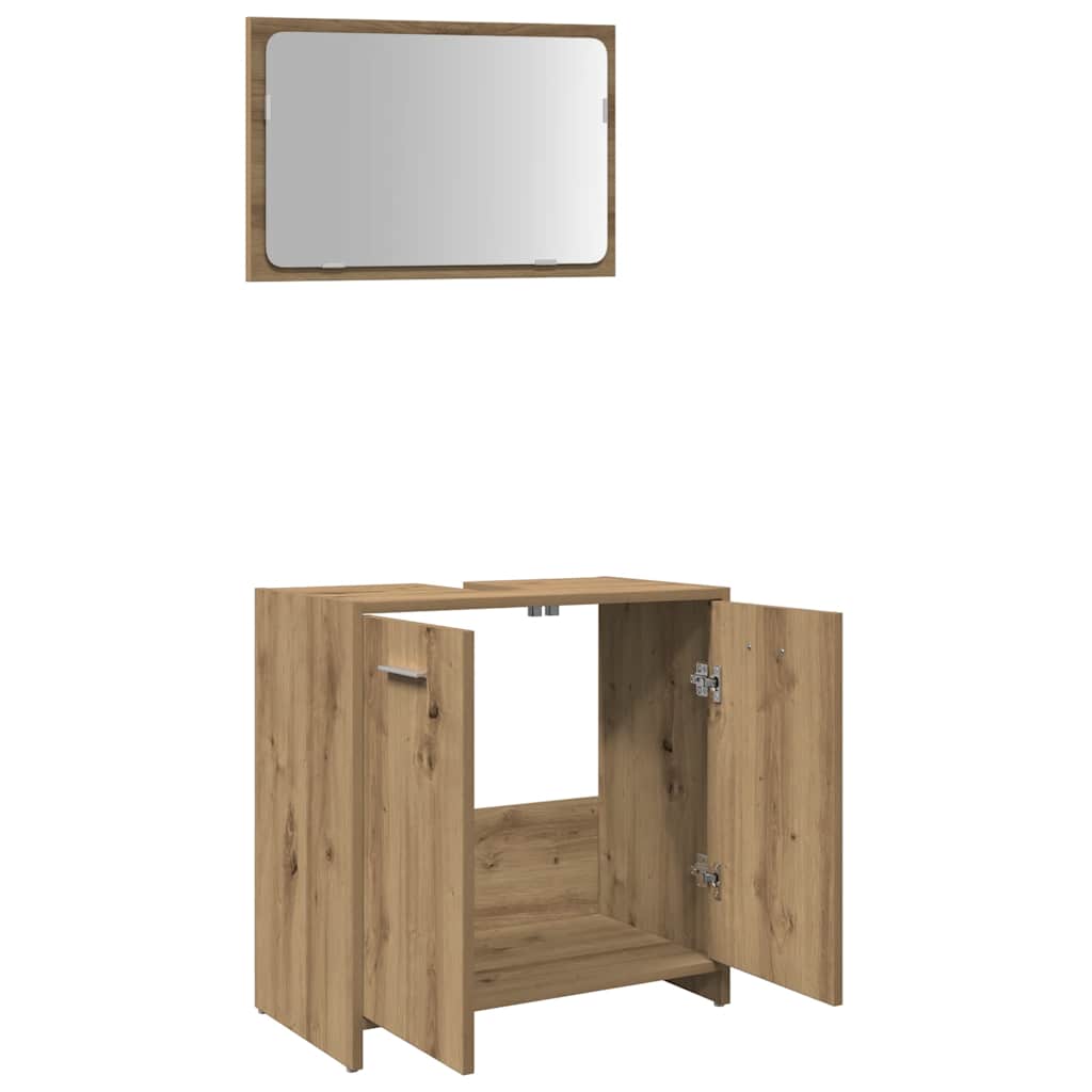 Bathroom Cabinet with Mirror Artisan Oak Engineered Wood