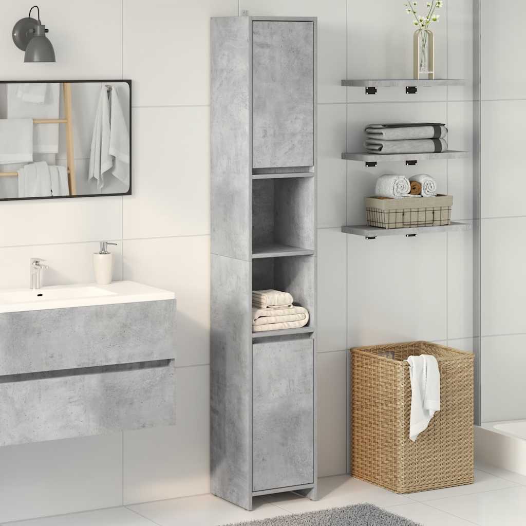 Bathroom Cabinet Concrete Grey 30x30x183,5 cm Engineered Wood