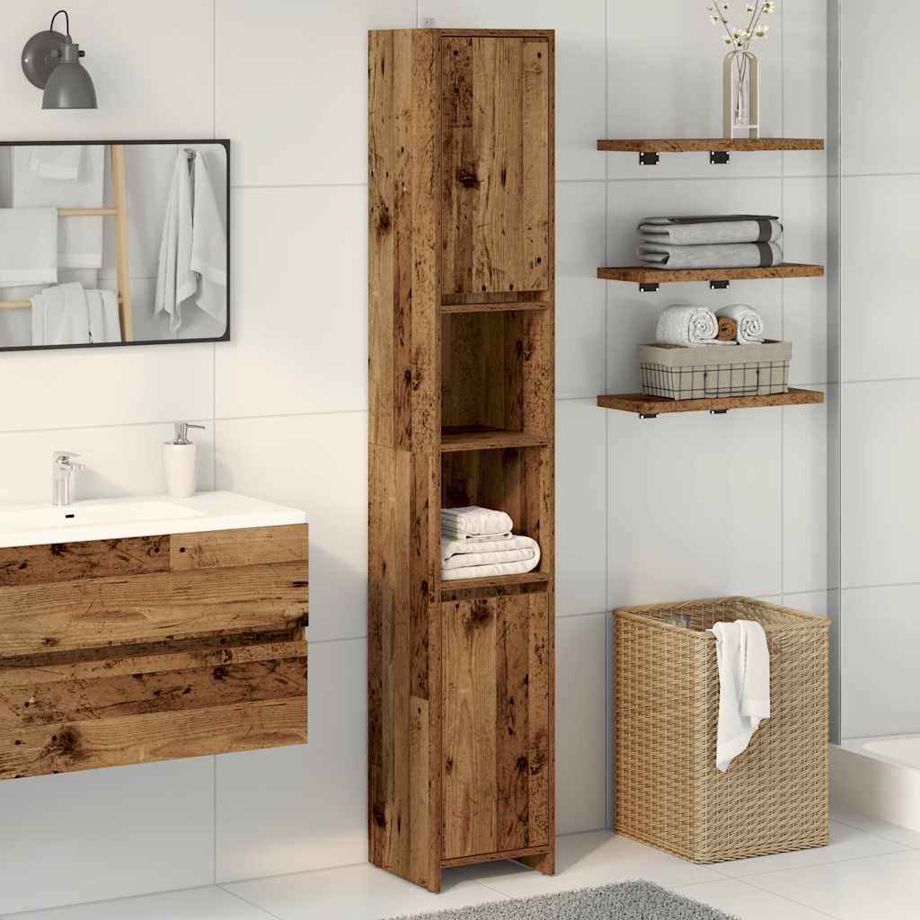 Bathroom Cabinet Old Wood 30x30x183,5 cm Engineered Wood