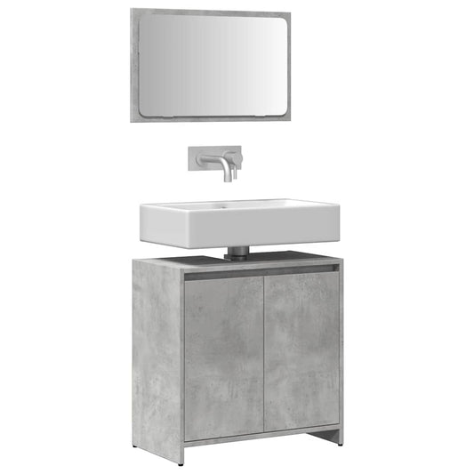 vidaXL 2 Piece Bathroom Furniture Set Concrete Grey Engineered Wood