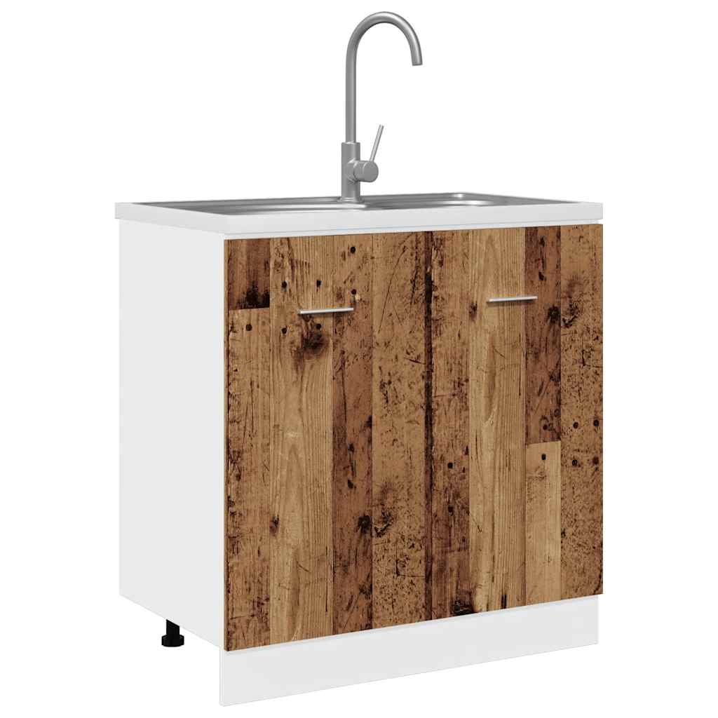 Sink Bottom Cabinet "Lyon" Old Wood 80x46x81,5 cm Engineered Wood