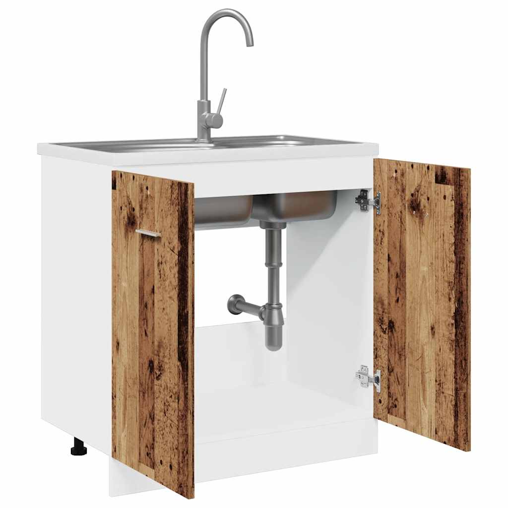 Sink Bottom Cabinet "Lyon" Old Wood 80x46x81,5 cm Engineered Wood