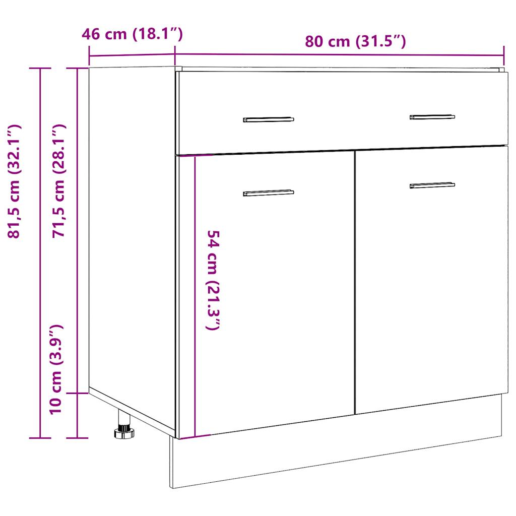 vidaXL Drawer Bottom Cabinet Concrete Grey 80x46x81.5 cm Engineered Wood