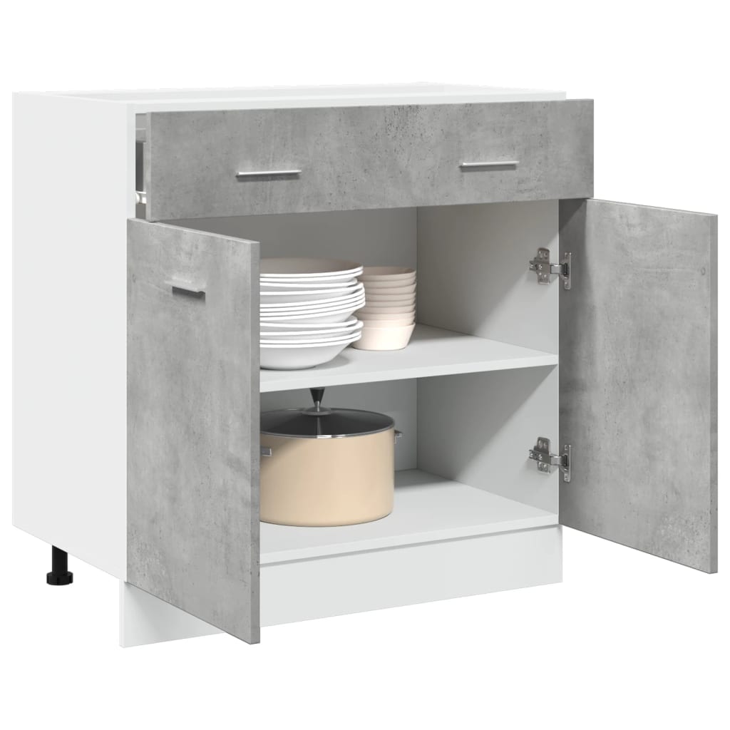 vidaXL Drawer Bottom Cabinet Concrete Grey 80x46x81.5 cm Engineered Wood