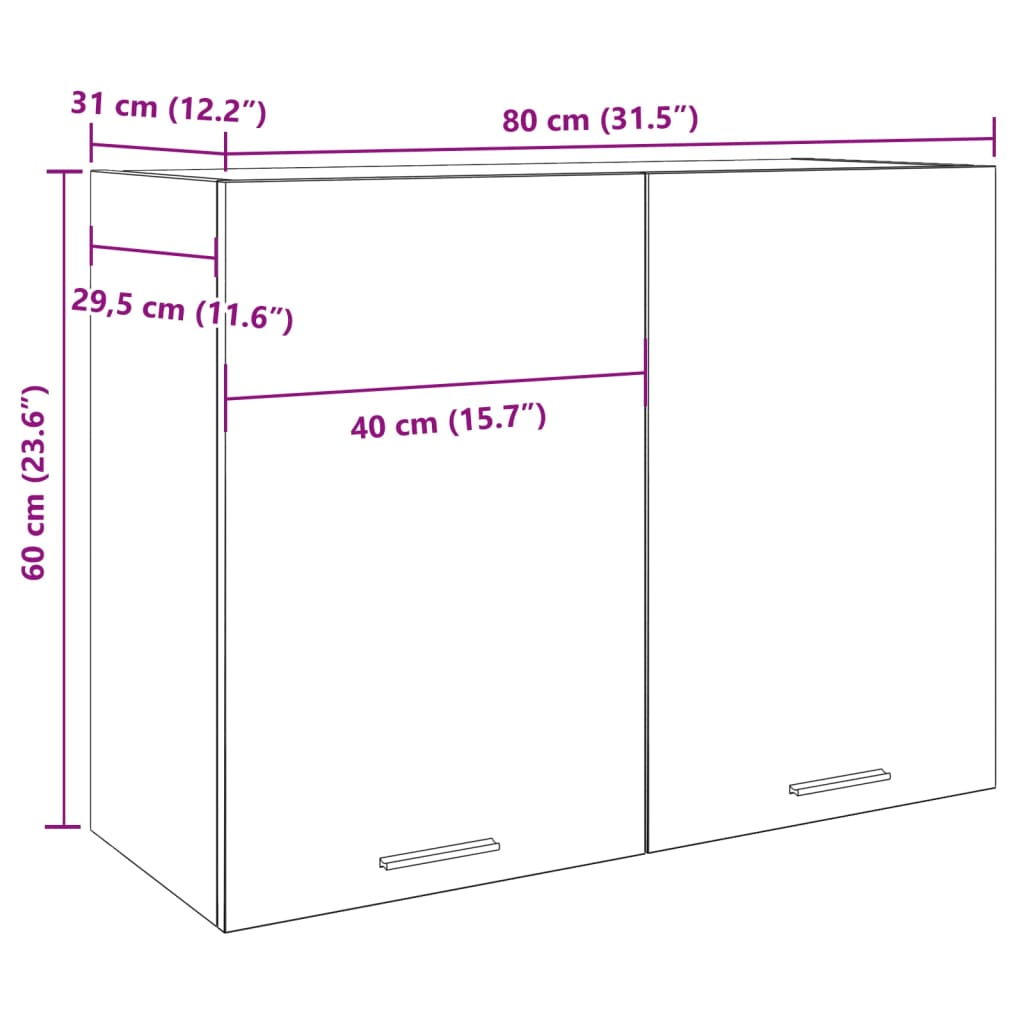 vidaXL Hanging Cabinet Concrete Grey 80x31x60 cm Engineered Wood