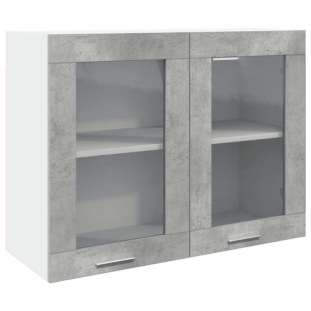 vidaXL Hanging Glass Cabinet Concrete Grey 80x31x60 cm cm