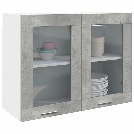 vidaXL Hanging Glass Cabinet Concrete Grey 80x31x60 cm cm