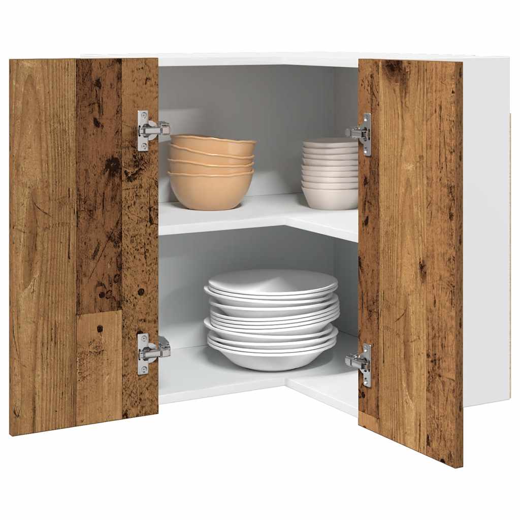 vidaXL Hanging Corner Cabinet Old Wood 57x57x60 cm Engineered Wood