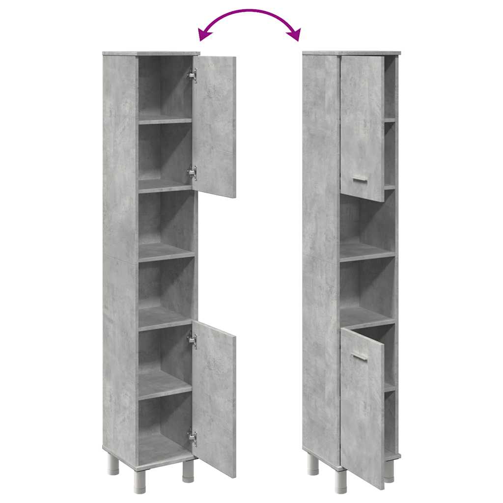 Bathroom Cabinet Concrete Grey 30x30x179 cm Engineered Wood