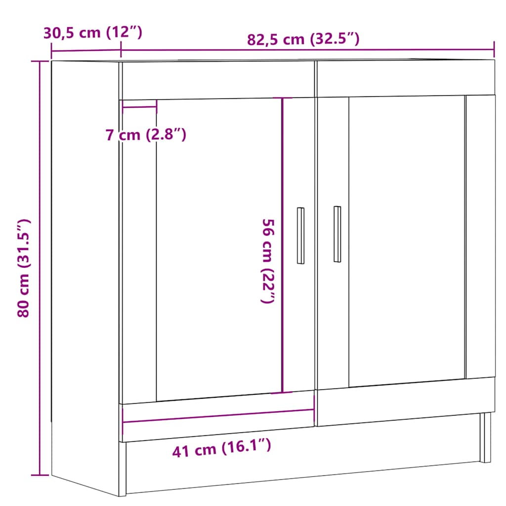 vidaXL Book Cabinet Old Wood 82.5x30.5x80 cm Engineered Wood