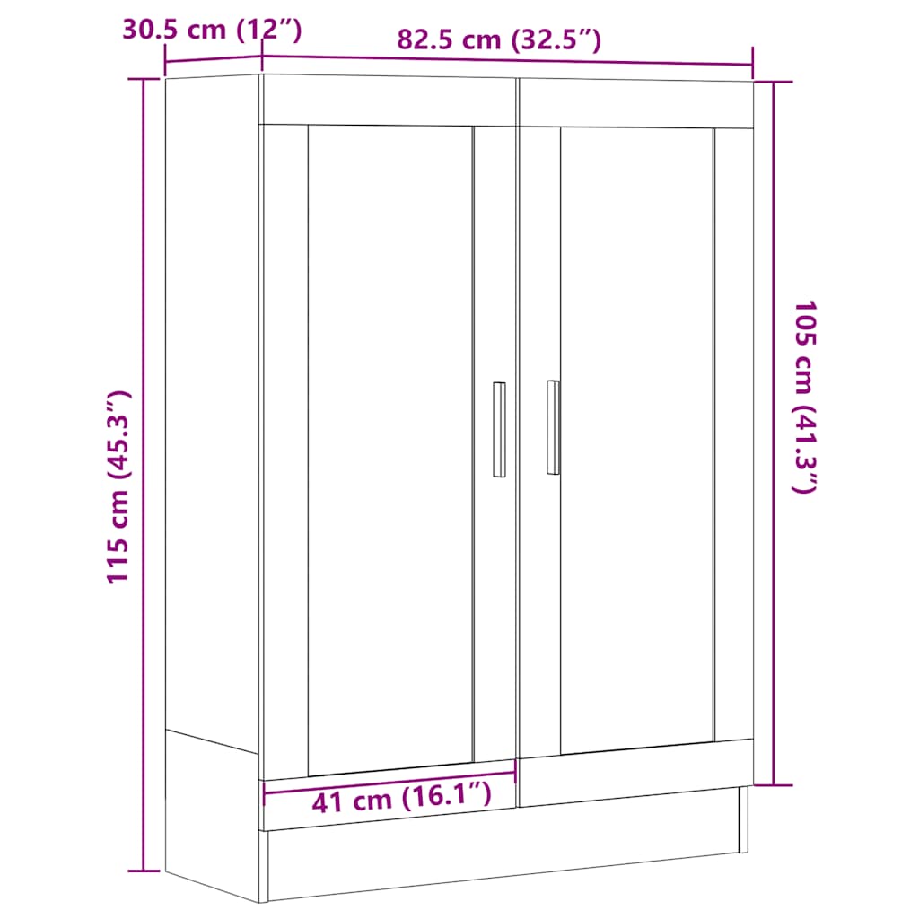 Book Cabinet Old Wood 82,5x30,5x115 cm Engineered Wood