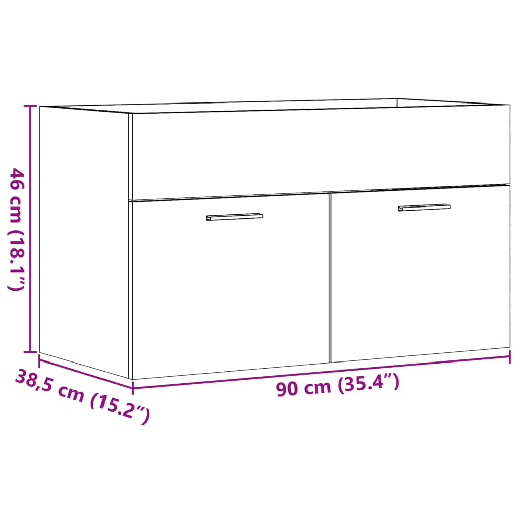Bathroom Sink Cabinet Sonoma Oak 90x38,5x46 cm Engineered Wood
