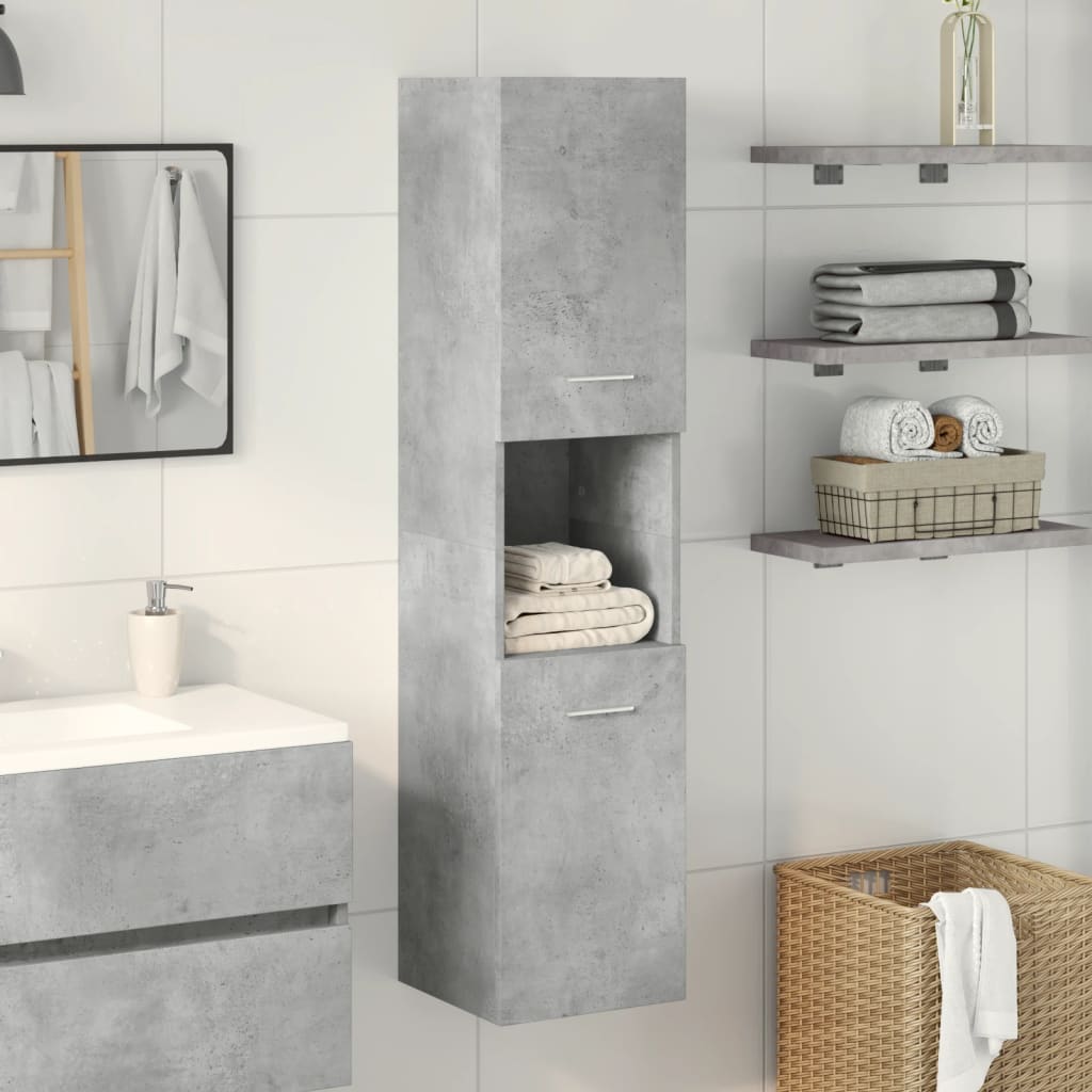 vidaXL Bathroom Hanging Cabinet Concrete Grey 30x30x130 cm Engineered Wood