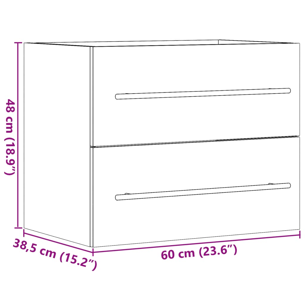Sink Cabinet Concrete Grey 60x38,5x48 cm Engineered Wood