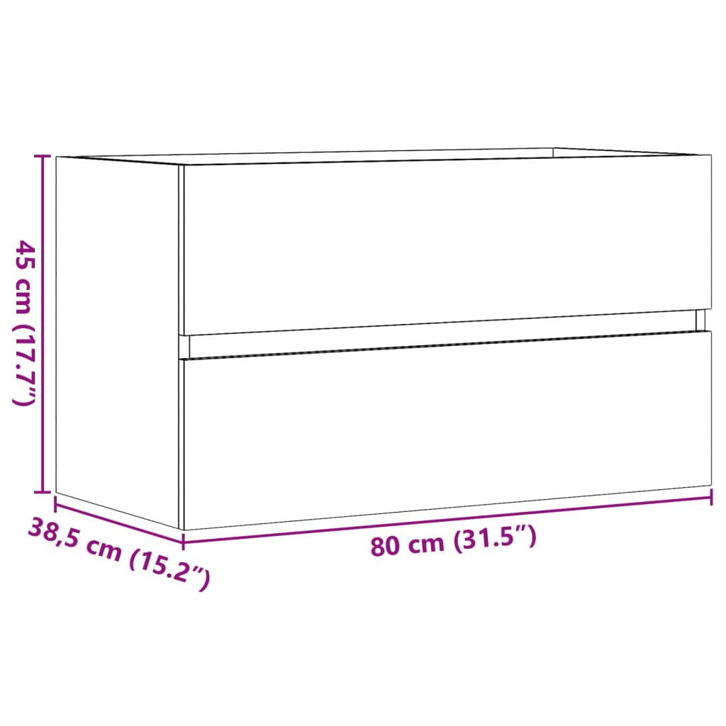 Bathroom Hanging Cabinet Concrete Grey 80x38,5x45 cm Engineered Wood