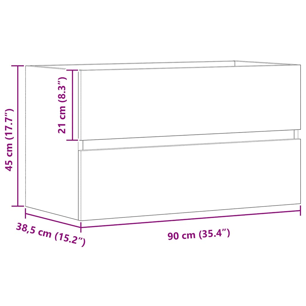 Sink Cabinet Artisian Oak 90x38,5x45 cm Engineered Wood