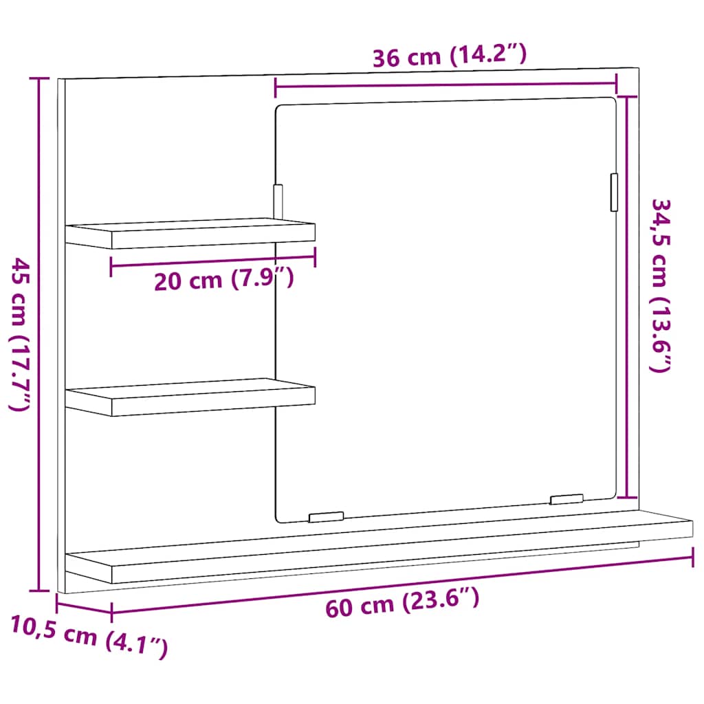 Bathroom Mirror Cabinet Artisan Oak 60x10,5x45 cm