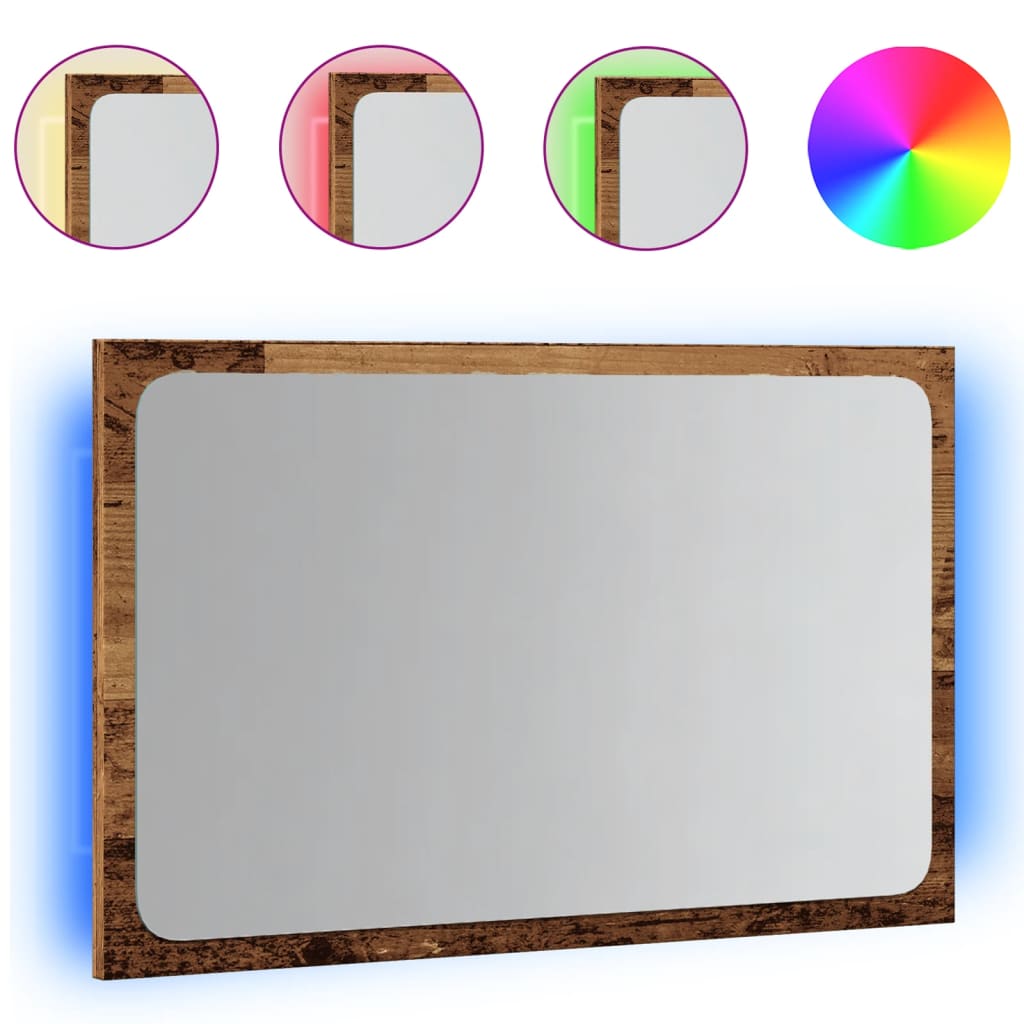 Bathroom Mirror with LED Light Old Wood 60x8,5x38 cm
