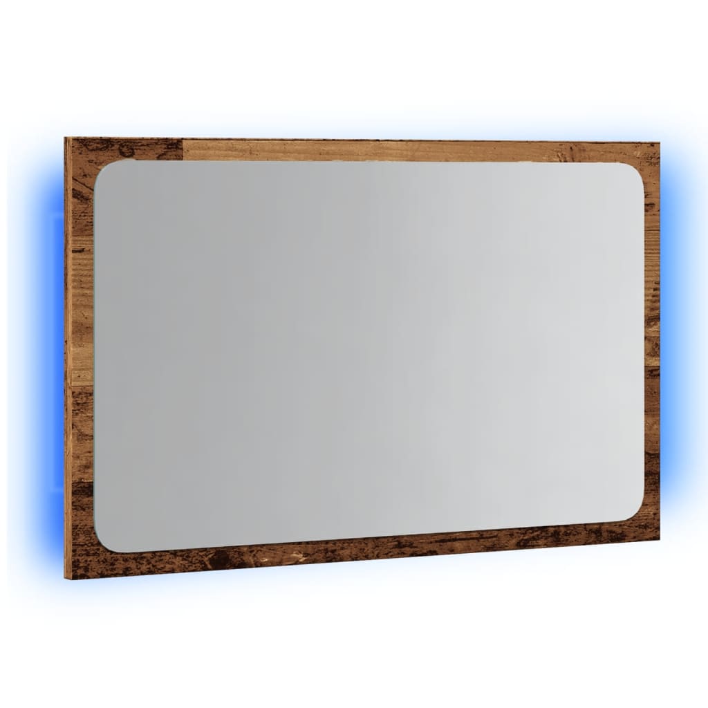 Bathroom Mirror with LED Light Old Wood 60x8,5x38 cm