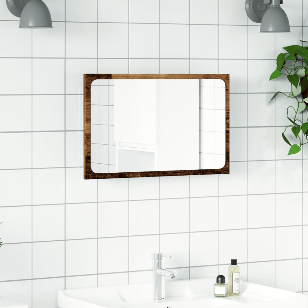 Bathroom Mirror with LED Light Old Wood 60x8,5x38 cm