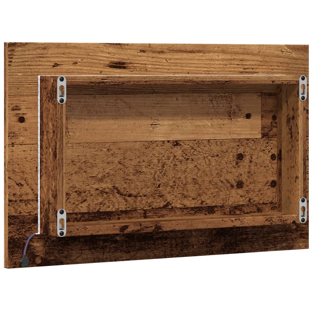 Bathroom Mirror with LED Light Old Wood 60x8,5x38 cm