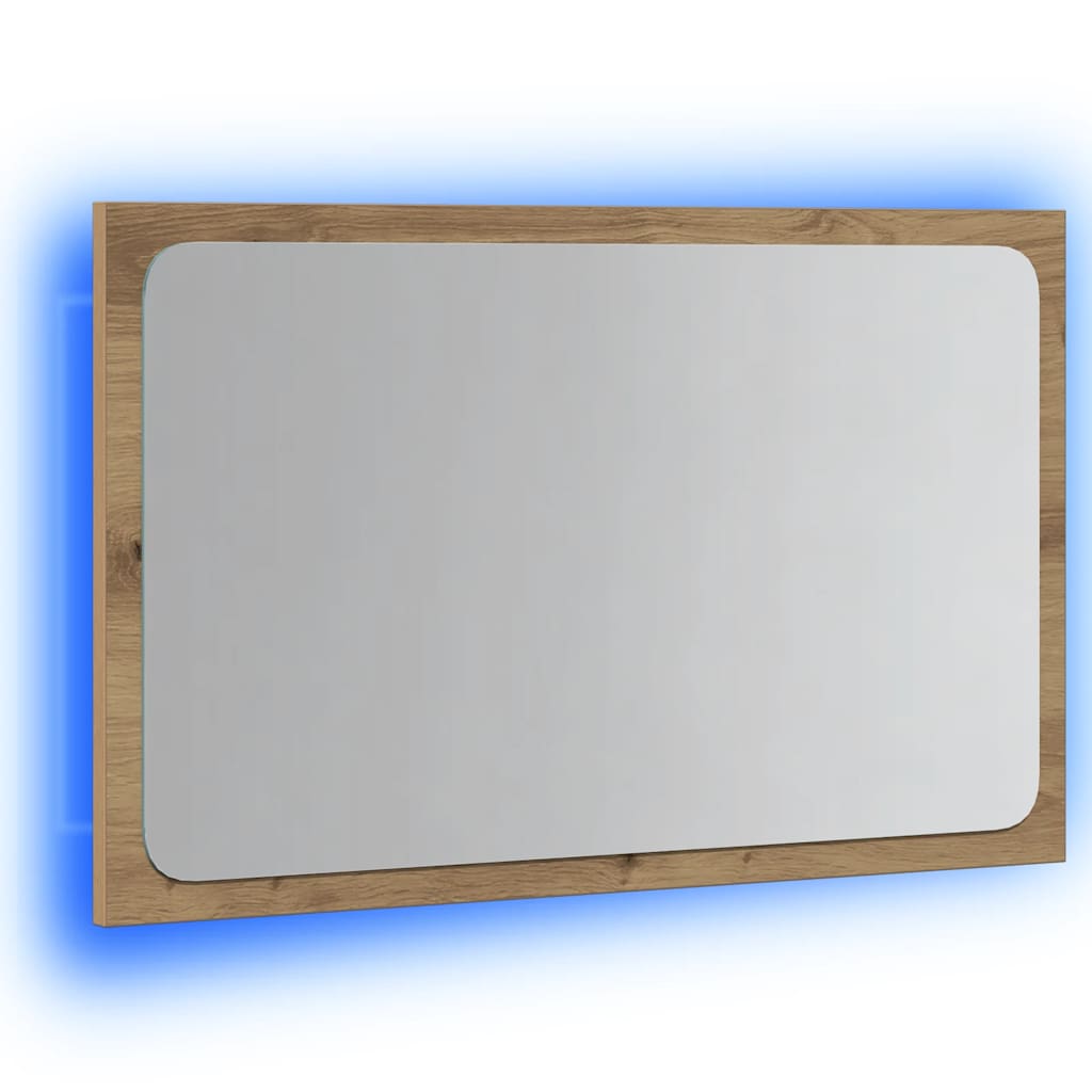 Bathroom Mirror with LED Light Artisan Oak 60x8,5x38 cm