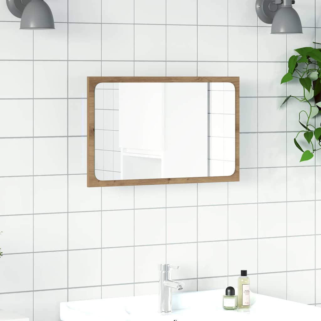 Bathroom Mirror with LED Light Artisan Oak 60x8,5x38 cm