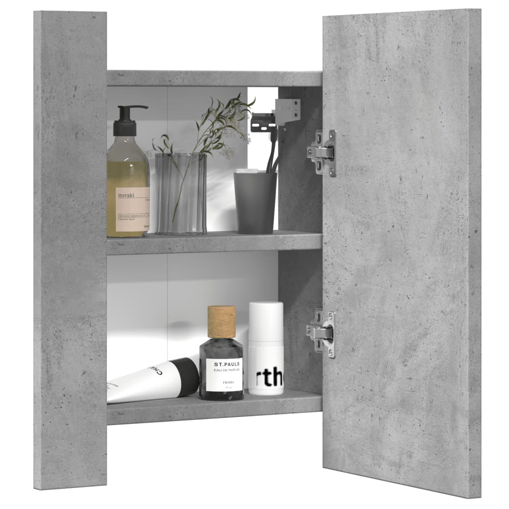 vidaXL LED Bathroom Mirror Cabinet Concrete Grey 40x12x45 cm Engineered Wood