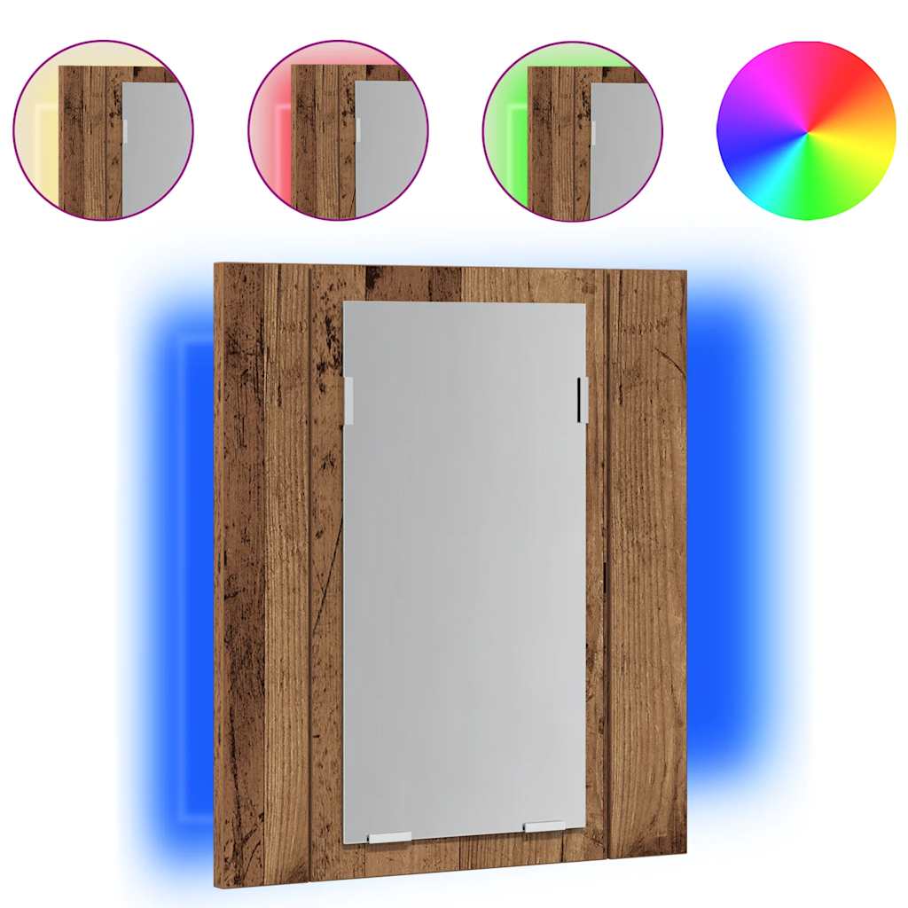 LED Bathroom Mirror Cabinet Old Wood 40x12x45 cm Engineered Wood