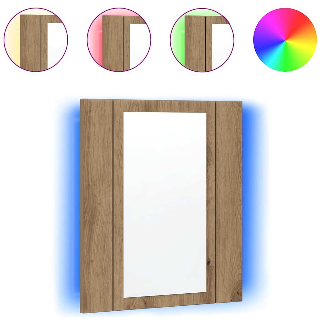 LED Bathroom Mirror Cabinet Artisan Oak 40x12x45 cm Engineered Wood