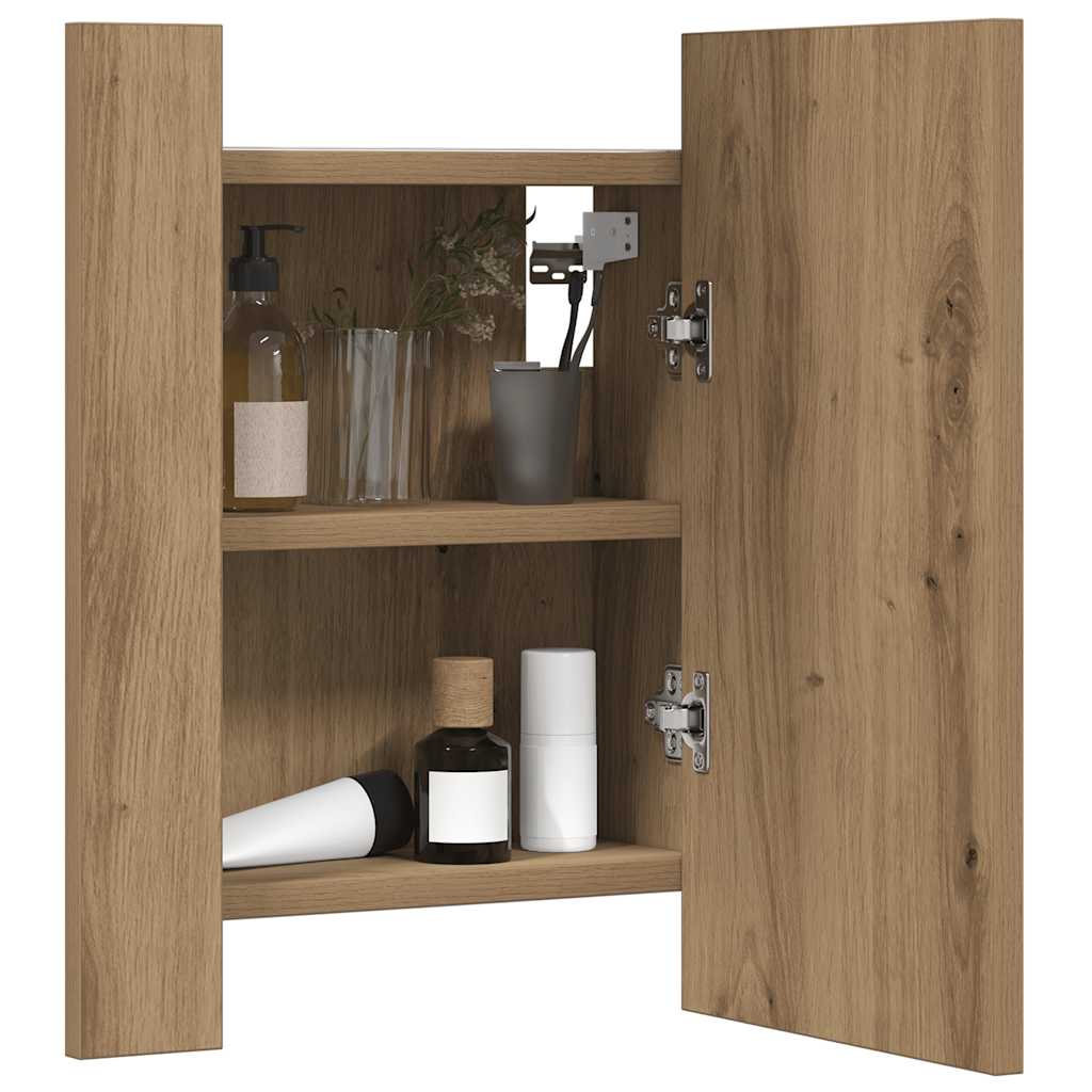 LED Bathroom Mirror Cabinet Artisan Oak 40x12x45 cm Engineered Wood