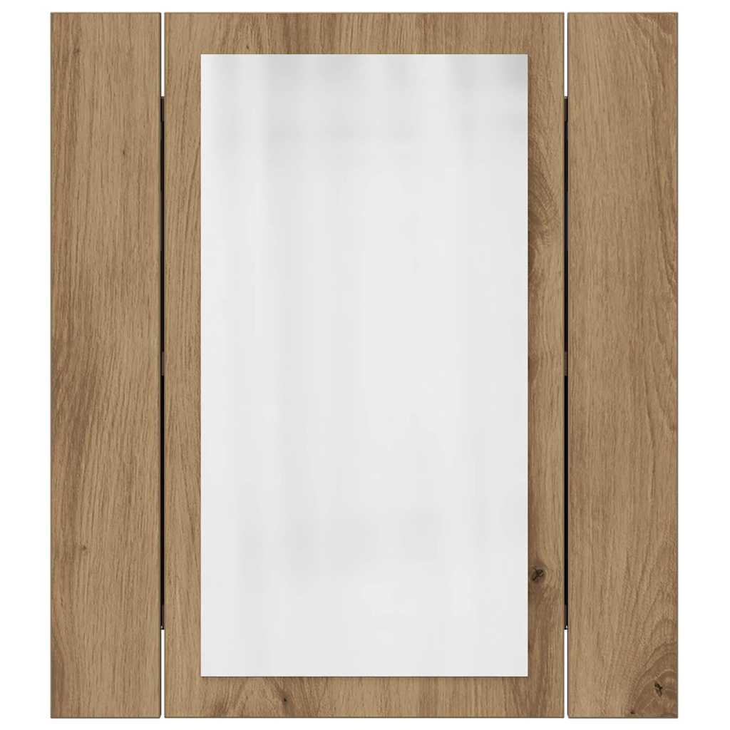 LED Bathroom Mirror Cabinet Artisan Oak 40x12x45 cm Engineered Wood